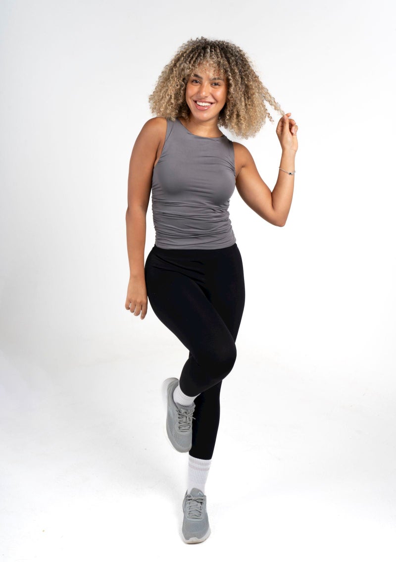 Beyond Women's  Charcoal grey Cinched sleeveless Top - Image 1